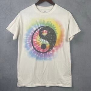ODM Tie Dye Yin Yang Shirt Adult Unisex SZ M Rainbow Graphic Tee 90s Y2K Retro